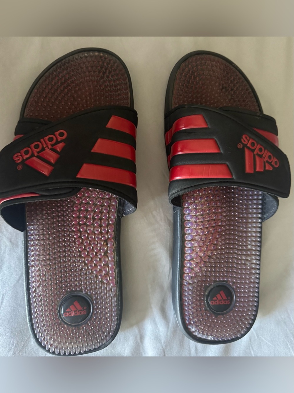 Adidas Adissage Fade Slides Black Red Men's Size 13